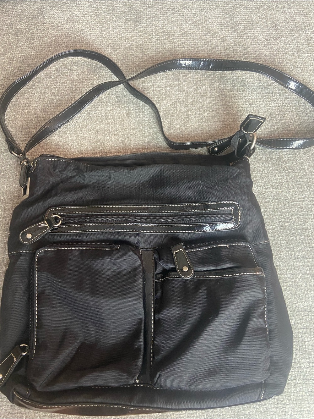 Everyday Black Multisac nylon Women’s Crossbody Bag with Front Pockets